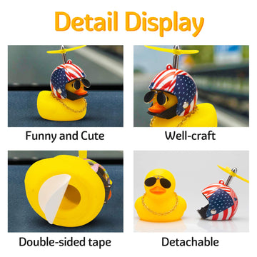 Wonuu Rubber Duck Toy Car Ornaments Yellow Duck Car Dashboard Decorations With Propeller Helmet (S-American Flag)