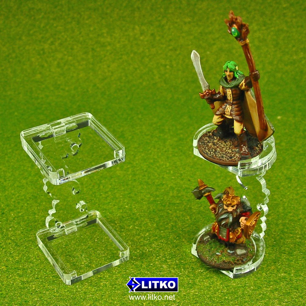 Litko Flying Figure Stands | Levitating Character | Adventure Games | Compatioble With Dnd | 2 Pack | 25Mm | (Square)