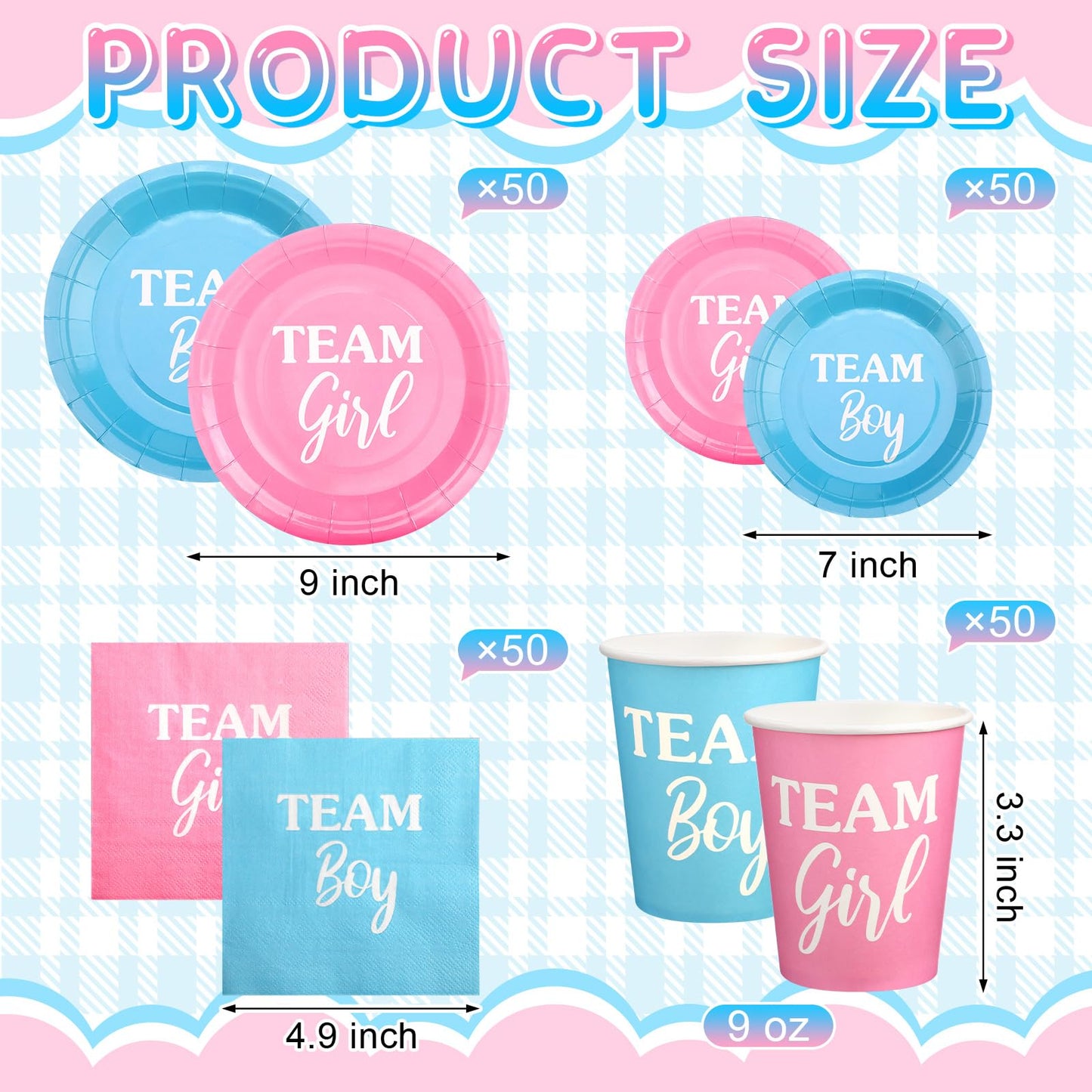 200 Pieces Party Supplies Tableware Set Patterns Printed Plates Napkins Cups Table Decorations for Baby Shower Birthday Party (G