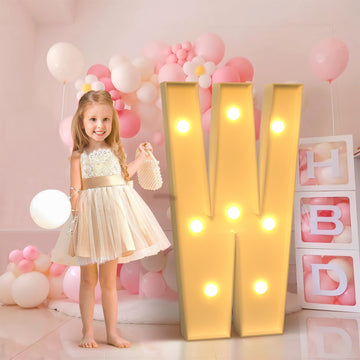 Imprsv 3Ft Marquee Light Up Letters W, Large Light Up Letters, Big Marquee Letters For Party Decorations Baby Shower Anniversary