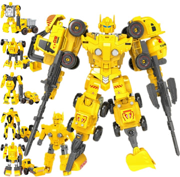 Hopandos Transforming Robot Set, 6 In-1 Construction Car Toys For Kids, Science Kits, Outdoor Diy Transomer Robots Set Toys Birt