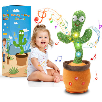 Qularlans Dancing Talking Cactus Toy for Babies - Interactive Singing Mimicking Cactus Baby Toy with Lights, 120 Funny Songs & W