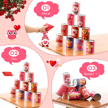 Libima 13 Pcs Festival Game Carnival Party Bean Bag Toss Sturdy Knockdown Outdoor Can Party Game With 10 Tin Cans And 3 Bean Bag