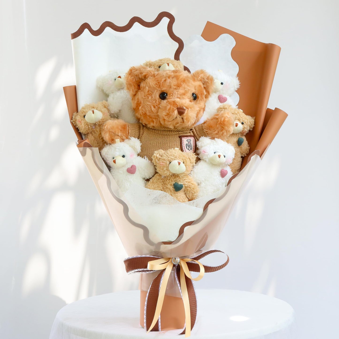 Cute Bear Bouquet - Plush Toy Bouquet with Cute Soap Flower - Handmade Toy Bouquet for Any Occasions, Birthday, Bridal Shower, G