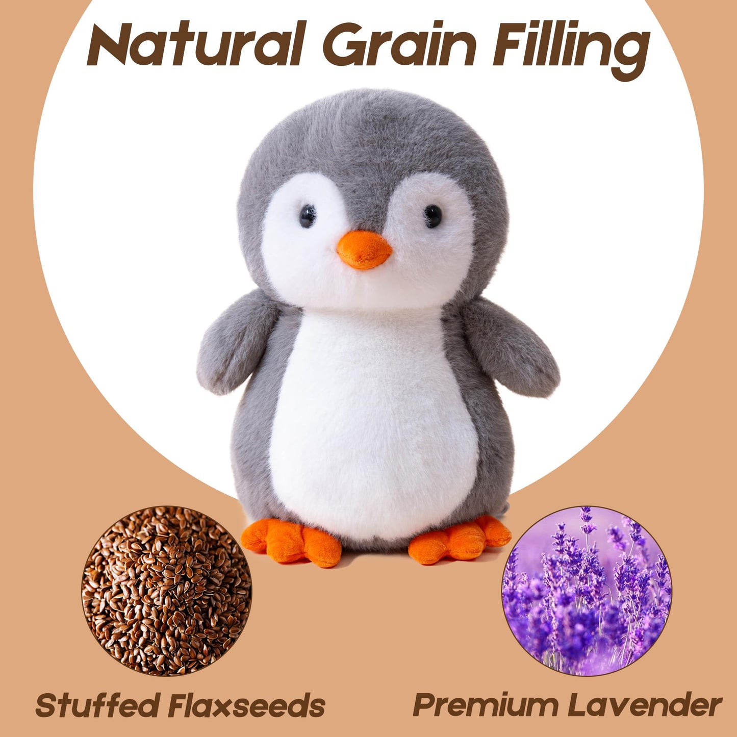 Gudisi Microwavable & Weighted Penguin Stuffed Animals for Warmth & Comfort  Heatable Lavender Scented Cute Soft Plushie Toy Gift for Boys  Girls Kids & mature-themeds