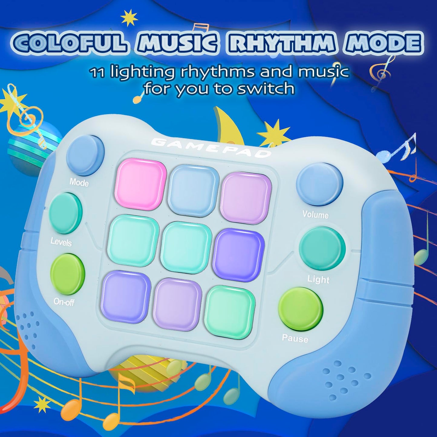 Thinhous Quick Push Pop Game - 5 Mode Electric Fast Push Handheld Games Sensory Light Up Toys With 7 Color Lights, Party Game Fo