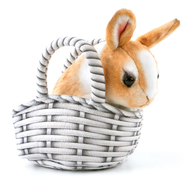 Yonlit Lifelike Plush Pet Bunny Basket Set Realistic Rabbit Stuffed Animal With A Suitable Fabric Pet Bag Cute And Funny Gift For Ester Present Or Stuff Collection 7 Inches (Yellow)