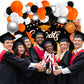 Orange Black Balloon Garland Arch Kit, 127Pcs Orange Black White Balloons Metallic Silver Confetti Balloons For Birthday Graduat