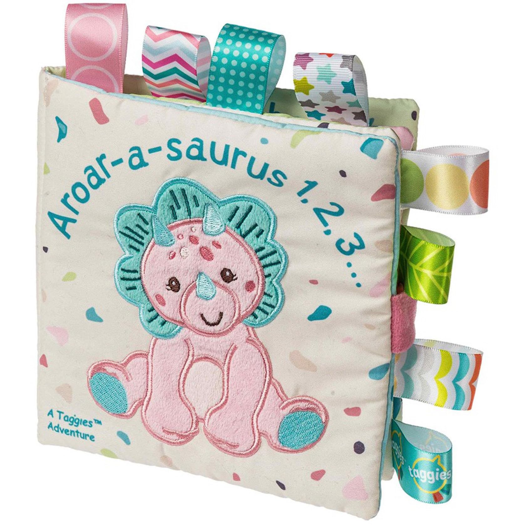 Taggies Soft Cloth Book with Crinkle Paper & Squeaker  6 x 6-Inches  Aroar-a-Saurus