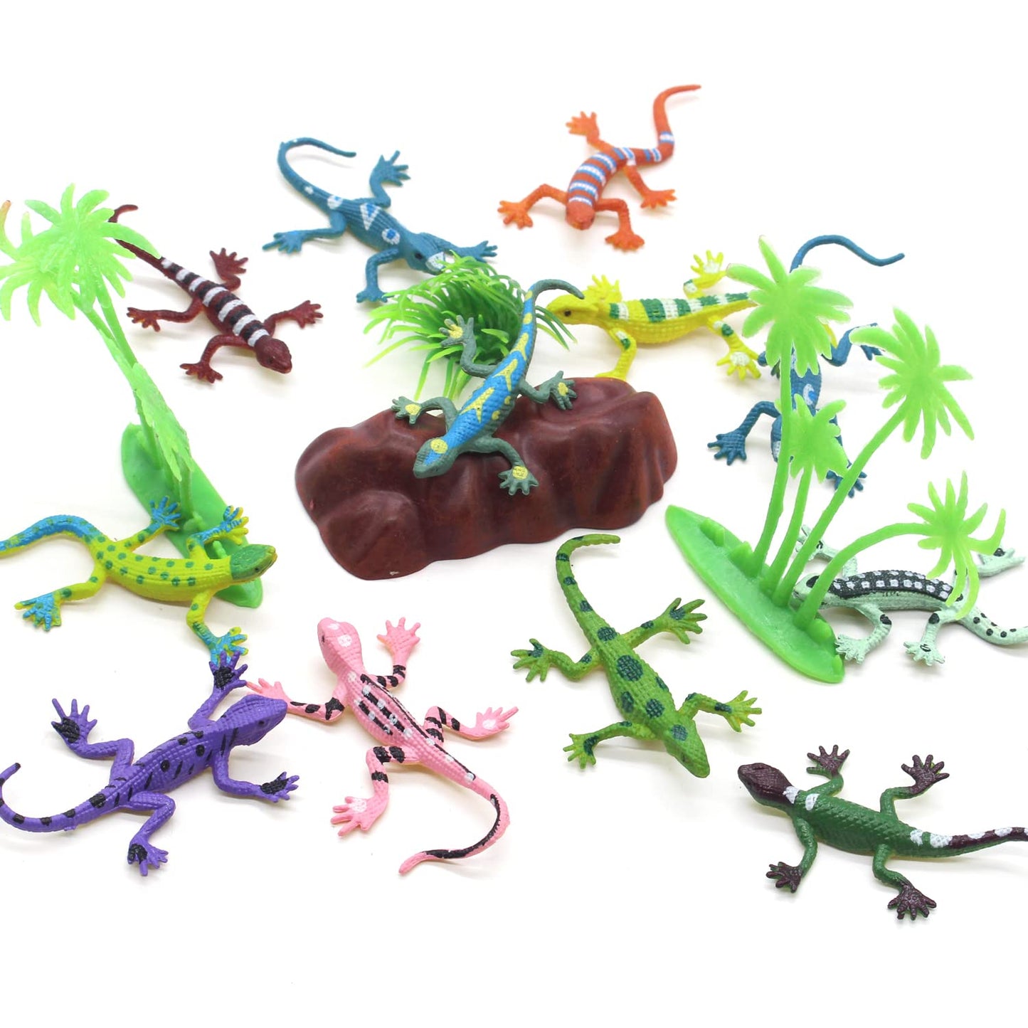 Smilersmile Animal Assorted Mini Plastic Figures Toy Set, Educational Party Cake Topper, Goody Bag Filler (12Pcs Small Lizard)