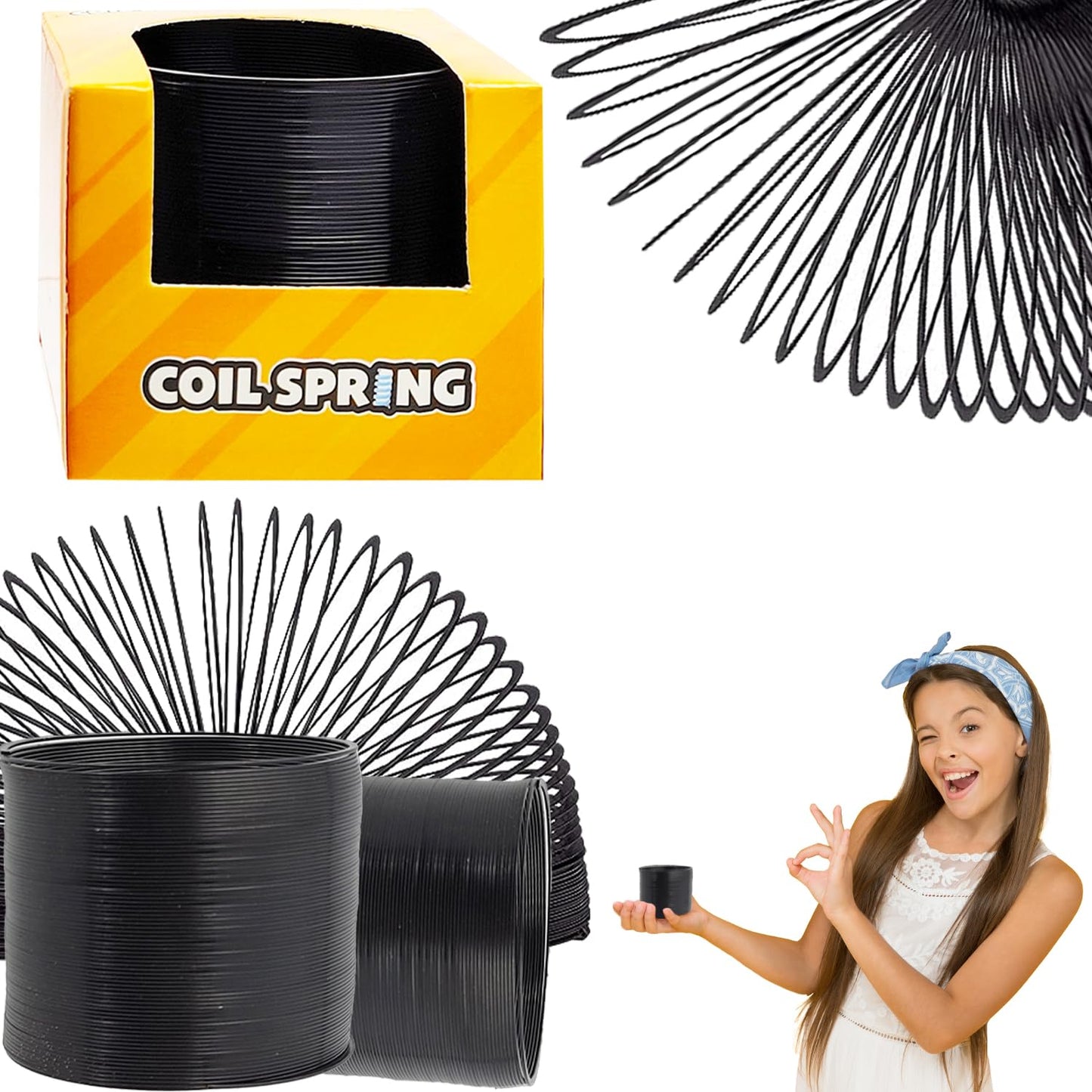 The Dreidel Company Black Metal Coil Spring, Goody Bag Fillers, Party Favor For Kids, Variety Of 2.4' (60Mm) Individually Boxed (Single)