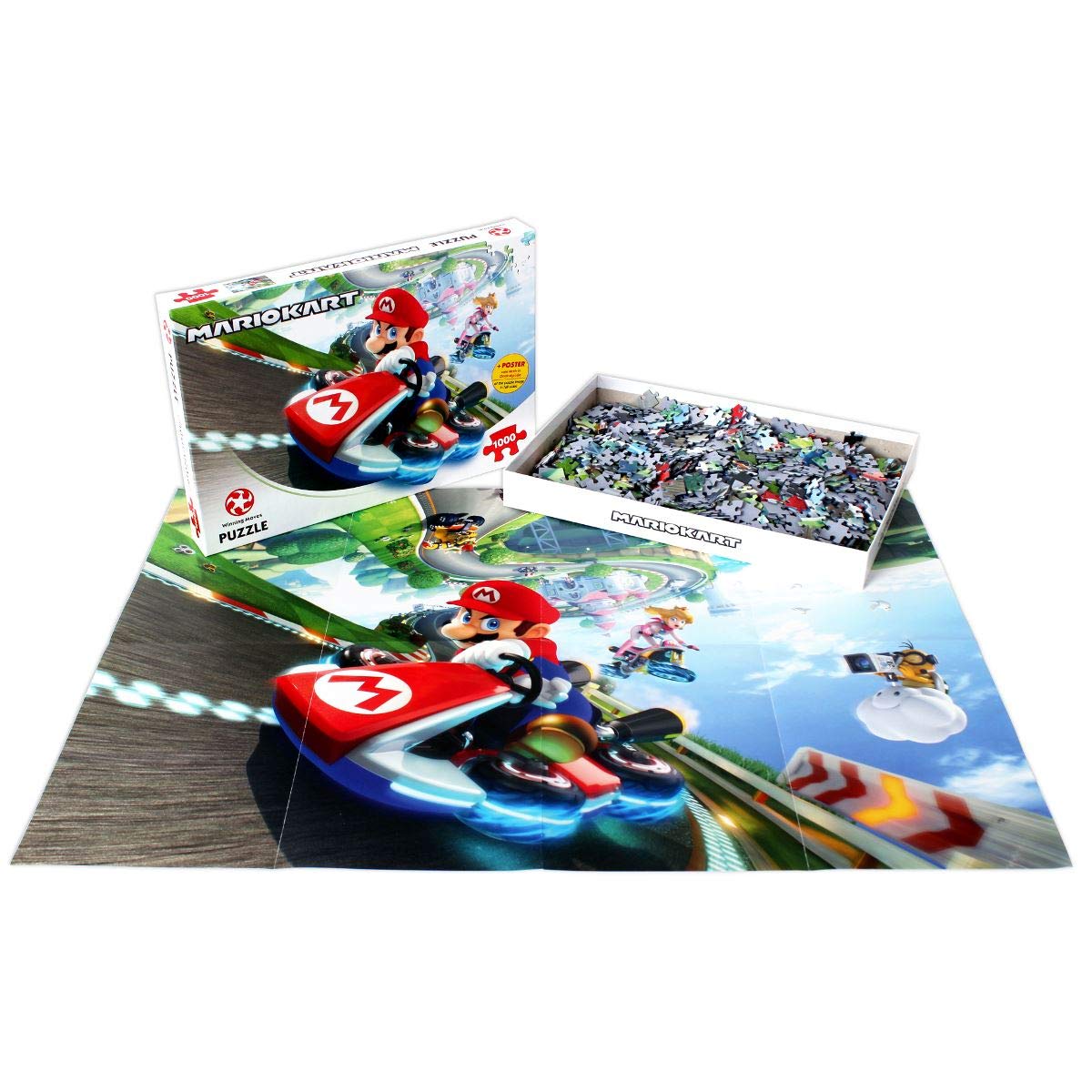 Winning Moves Mario Kart Funracer 1000 Piece Jigsaw Puzzle Game, Piece Together The Iconic Mario Kart Scene, Contains A Full-Sca