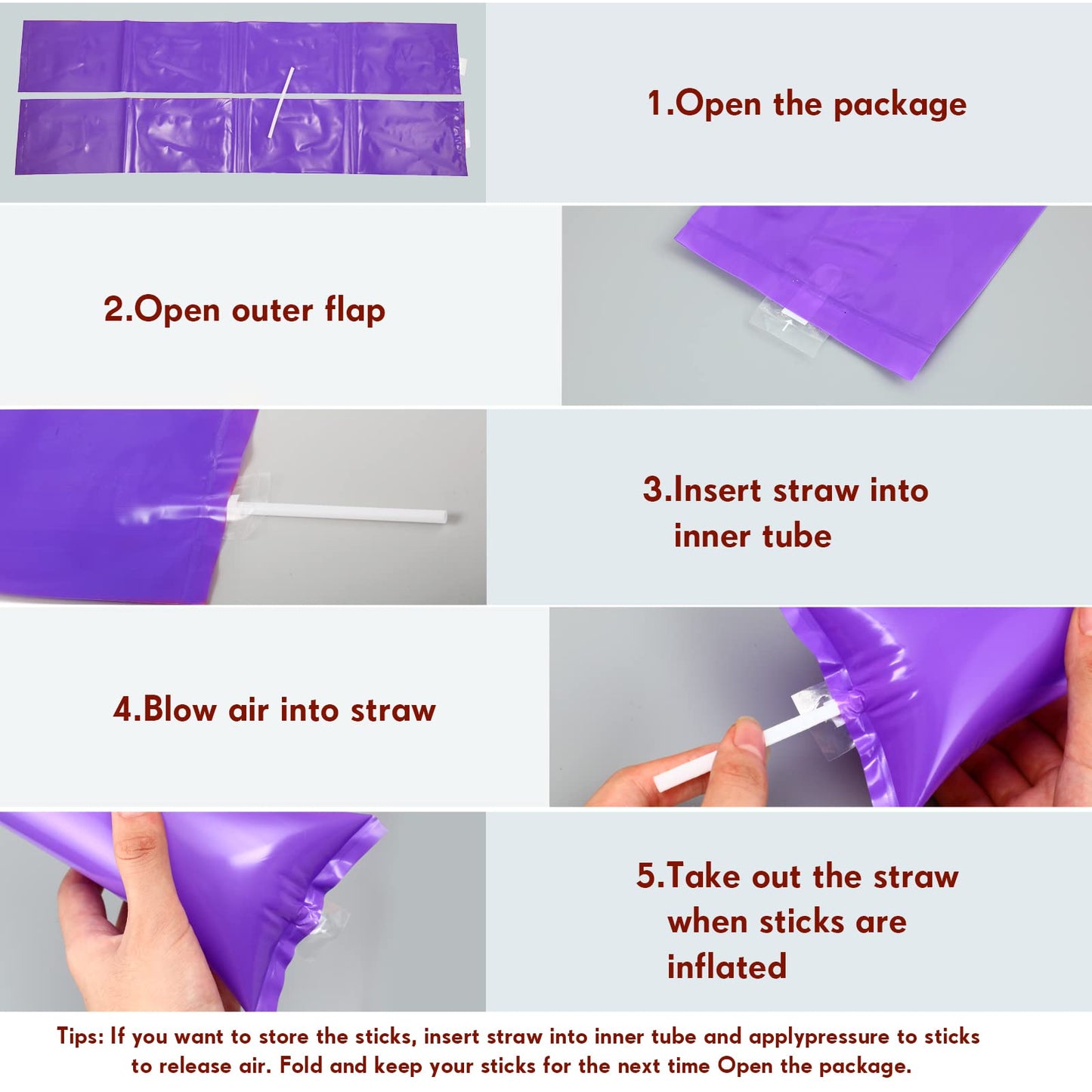 Civaner 48 Pieces Thunder Sticks Team Spirit Boom Sticks Cheering Sticks Plastic Cheerleading Spirit Stick Clapper Inflatable Noise Makers For Sporting Events Dance (Purple)