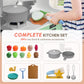 BIERUM Play Kitchen with Realistic Lights & Sounds, Wooden Kitchen Playset with 28 Pcs Toy Food & Cookware Accessories, Toy Kitc