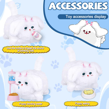Jimate Interactive Dog Toys For Kids 3-7, Plush Toy Dogs That Barks, Blink And Talk, Children'S Toy Puppy With Pet Waterer, Milk