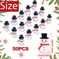 Liliful 50 Pcs Mini Snowman Figurines Christmas Tiny Resin Snowman Decoration With Hat Xmas Micro Landscape Ornament Garden Acce