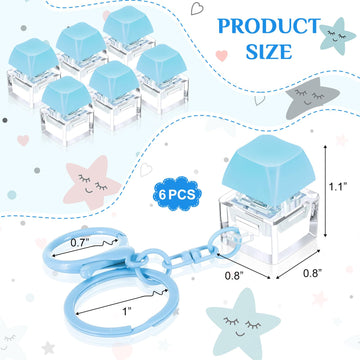 Shappy 6 Pcs Keyboard Fidget Toys  Fidget Keychain  Fidget Keyboard Clicker Keychain Gift  Keychain Button Stress Relief Gifts for mature-themed Office Home School  ADHD Toy  Cool Fidgets(Blue)