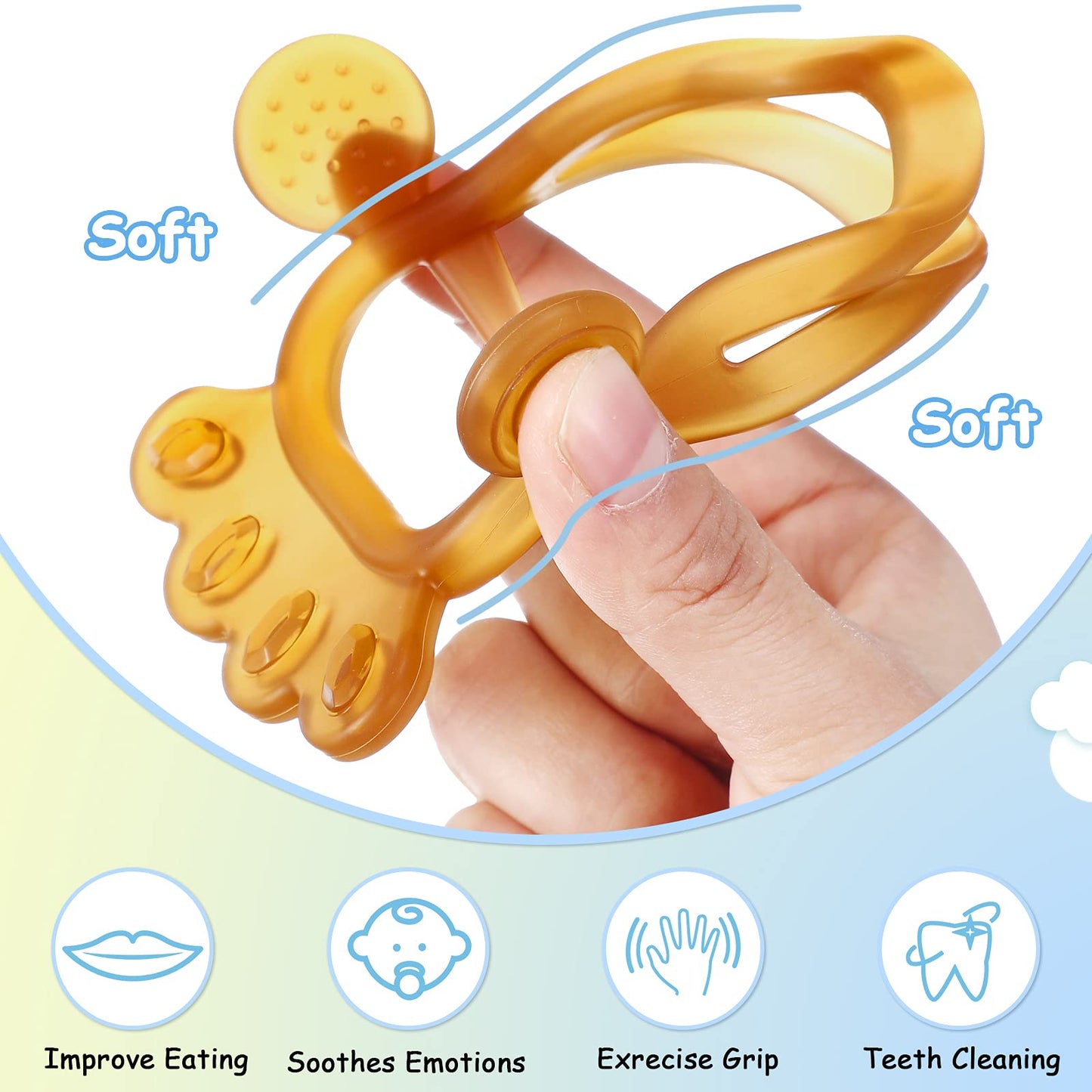 5 Pieces Baby Teething Toys For 6-12 Months Silicone Teether Hand Teether With Adjustable Wristband Anti-Dropping Chew Toys For