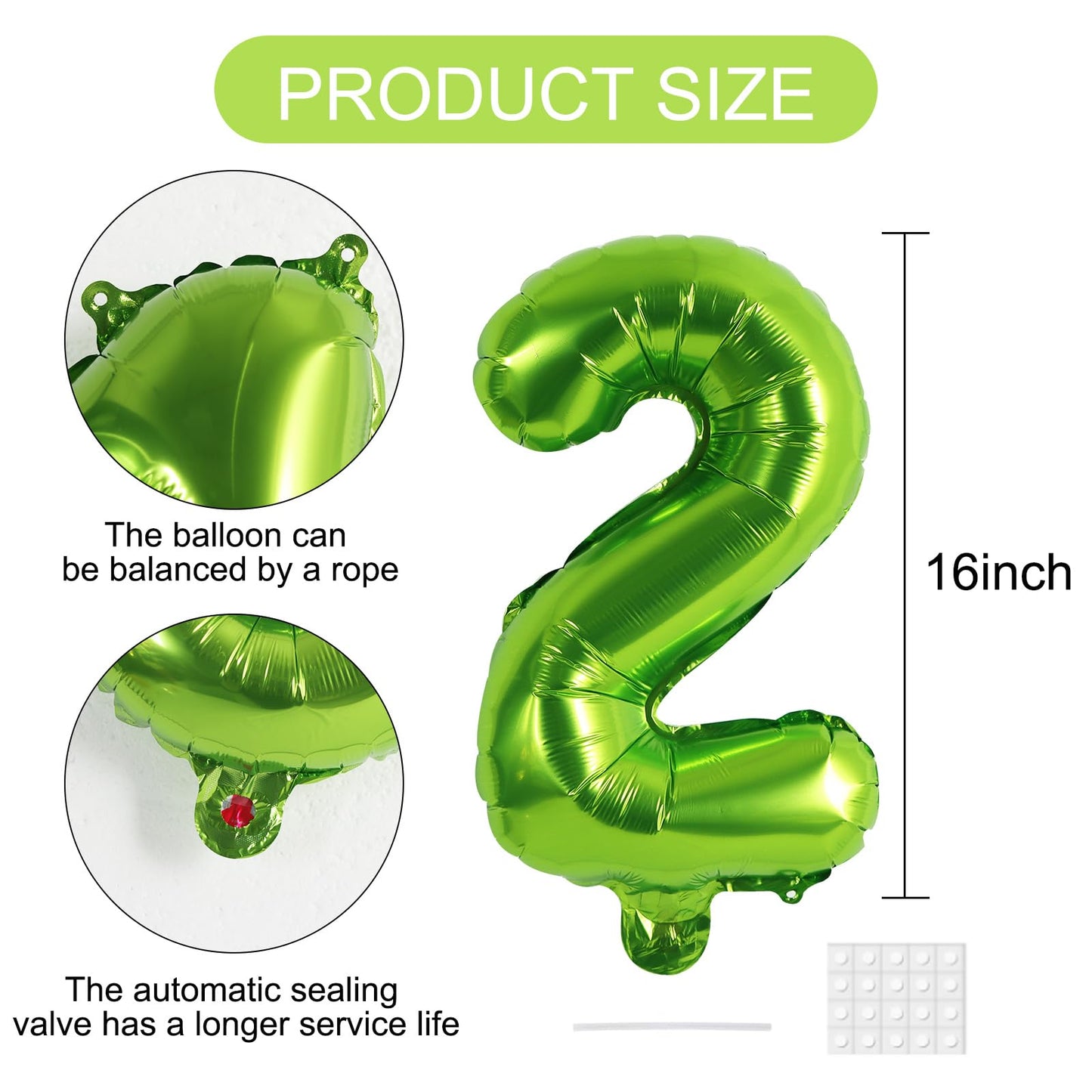 TONIFUL 16 Inch Light Green Number Balloons, Mylar Foil 0-9, 10 Pcs for Birthday, Engagement, Graduation, Baby Shower Decorations