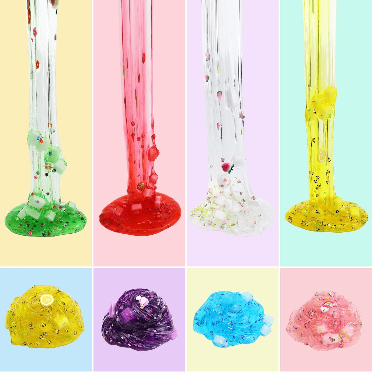 Uiviehir Jelly Cube Clear Slime Kit 8 Pack For Kids, Crunchy Slime, Stress Relief Toy, Party Favors For Girl Boys 6 7 8 9 10 11