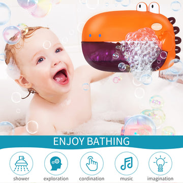 Grechi Dinosaur Bath Toys For Toddlers, Automatic Bubble Machine With 12 Childrens Songs, Baby Bathtub Toys For Kids Age 1-3 5-7