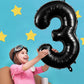 Large Black Number 3 Balloons, 40 Inch Foil Balloons, Giant Number Balloons For Women/Men Birthday Party Anniversary Celebration