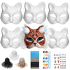 Blltyy 6Pcs Cat Mask With Fur And Eye Mesh, Diy Animal Mask, Arts & Crafts,Paper Blank Masksto Paint, Costume Masks For Hallowee