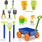 Dimple Kids Gardening Set Tools Wagon Toy - enhanced 15 Piece Gardening Tools & Toddler Wagon Toy Set - Sturdy & Durable - Top Yard  Beach  Sand  Garden Toy - Outside Toys for Toddlers