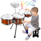 Kids Drum Set Music Toy Drum Set For Toddlers Ages 3-5 Jazz Drum Kit With Stool, 3 Drums Percussion Musical Instruments Toys For 3 4 5 Year Old Boys Girls Gifts