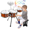 Kids Drum Set Music Toy Drum Set For Toddlers Ages 3-5 Jazz Drum Kit With Stool, 3 Drums Percussion Musical Instruments Toys For 3 4 5 Year Old Boys Girls Gifts