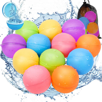 Beikeetoo 12Pack Reusable Water Balloons, Dopamine Color Waters, Summer Toys For Kids Ages 4-8 & 8-12, Quick Fill Outdoor Toys F