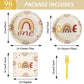 96 Pcs Boho Rainbow Party Plates And Napkins Party Supplies Boho Rainbow 1St Birthday Party Tableware Set Boho One Party Decorat
