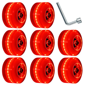 Nezylaf 8 Pack 78A Light up Roller Skate Wheels 32  5836  65mm  Luminous Skate Wheels with Bearings Installed for Indoor or Outdoor Double Row Skating and Skateboard Accessories
