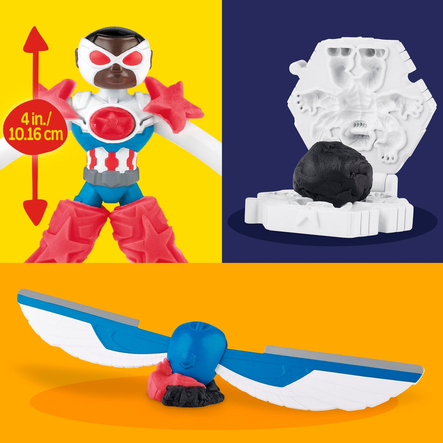 Play-Doh Marvel Captain America Moto-Slicer Playset with Bendy Action Figure, 3 Accessories, Imagination Toys for Kids 4 Years &
