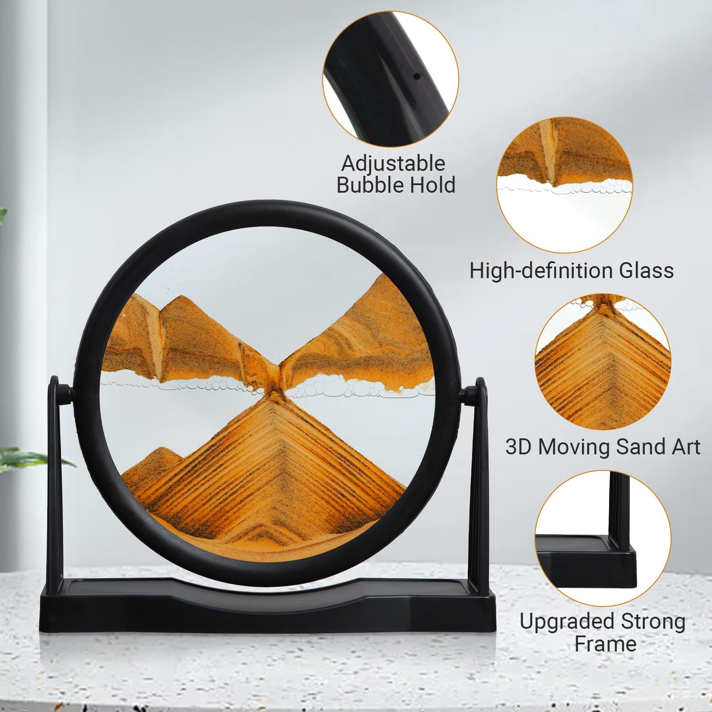 MXYATCJ | Moving Sand Art | Sand Art Liquid Motion | Sand Art Pictures | 3D Deep Sea Sandscape | Glass Sand Art Display | Sand Relaxing Gift for mature-themed | Home Office Decor | Desktop Toys | (8'' Orange)