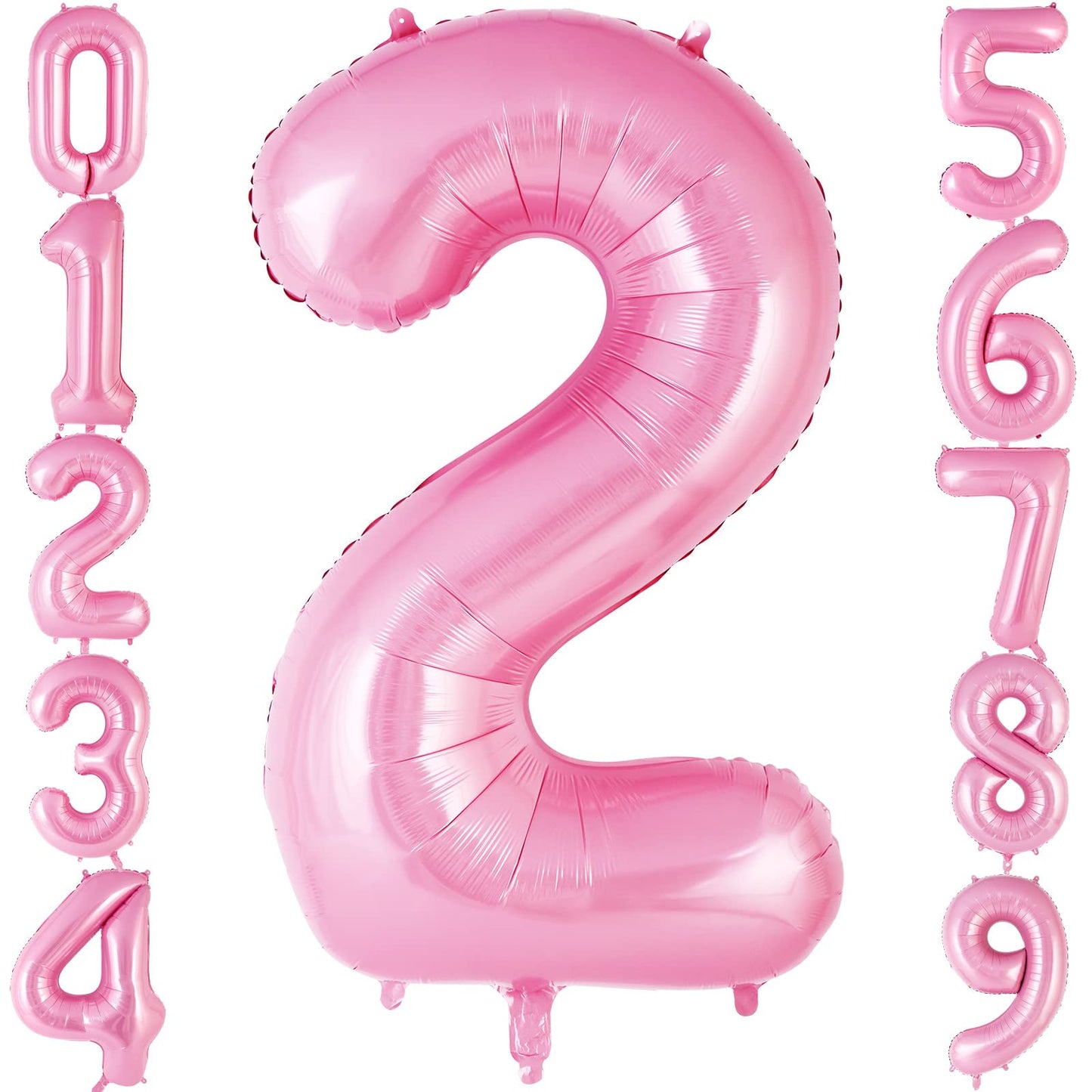 Pink Number 2 Balloon 40 Inch, Big Large Foil Helium Number Balloons, Jumbo Giant Mylar Number 2 Balloons For 2 Second Birthday