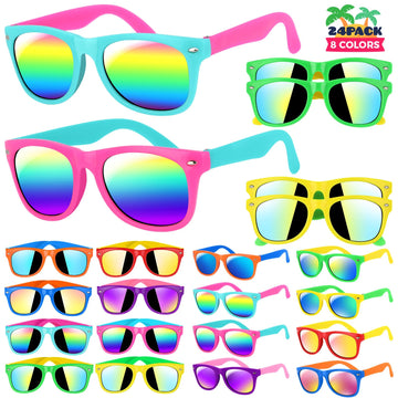 Giftinbox 24Pack Kids Sunglasses Bulk,Kids Sunglasses Party Favor?Neon Sunglasses For Kids Boys Girls Age 3-8,Valentines Day Gifts For Kids, Birthday Party ,Beach, Pool Party Favors