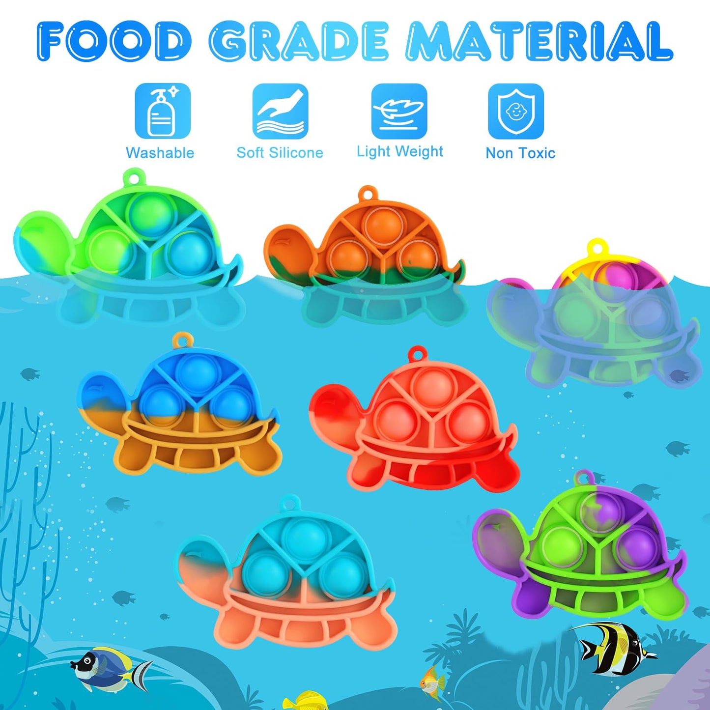Pop Fidget Toys Bulk Its Kids Party Favors 30 Pcs Turtle Toys Mini Pop Keychain It Sensory Fidget Toy Pack Fidgets For Classroom Prizes For Kids Students Carnival Prizes Birthday Goodie Bag Stuffers
