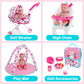 deAO Baby Doll Stroller Set - High Chair, Play Mat, Pink, Medium, Model 826A, Includes Nursery Accessories and Feeding Toys