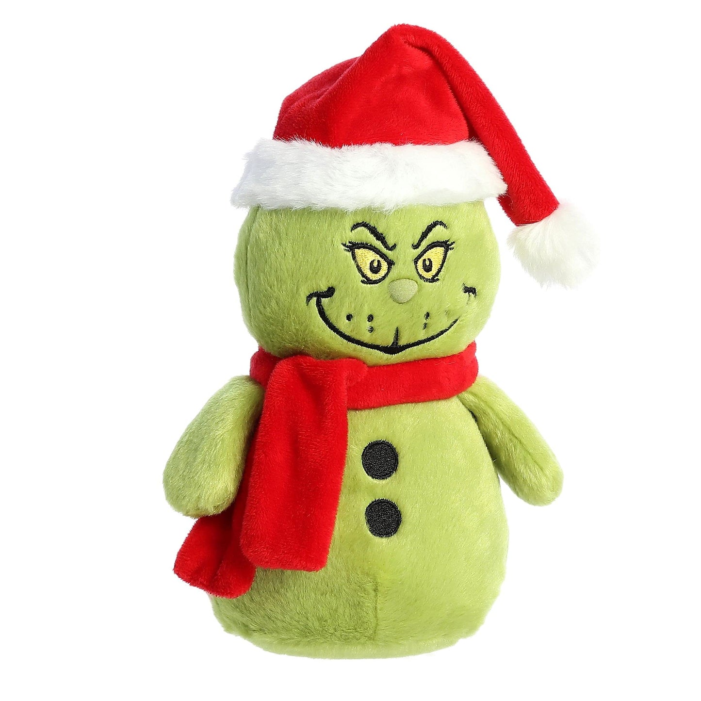 Aurora® Whimsical Dr. Seuss™ Grinch Snowman Stuffed Animal - Magical Storytelling - Officially Licensed - Green 8 Inches