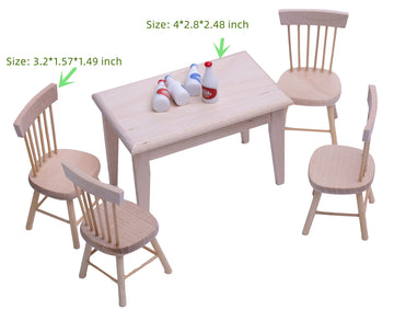 Taponukea Miniature Dollhouse Furniture And Accessories 1 12 Scale Dollhouse Miniature Furniture Wooden Dining Table Chair Bottl