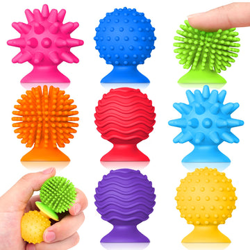 Sensory Fidget Toys Kids Adults :Textured Suction Cup Toys For Kids With Autism- Squishy Sensory Toys For Classroom Bath- 8 Pack Calm Down Corner Supplies For Boys Teens- Road Trip Activities For Kids