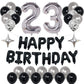 Naninuneno 23Rd Black Silver Birthday Party Decorations For Men Women, Happy 23 Birthday Party Supplies With Black Happy Birthda