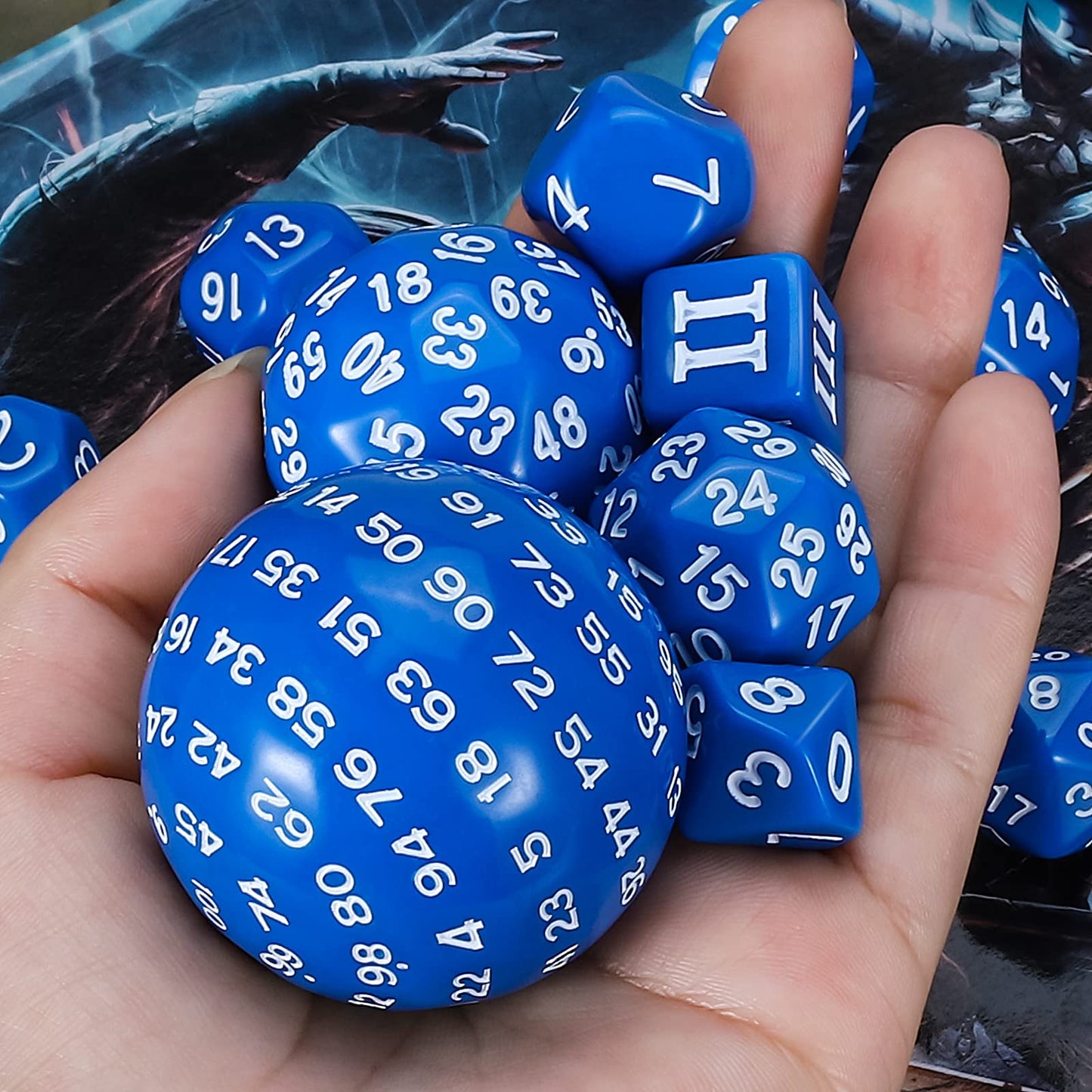Ciaraq Dnd Polyhedral Dice Set (15Pcs) D4-D100 Game Dice With Dice Bag For Dungeons And Dragons Role Playing Table Games (Blue &