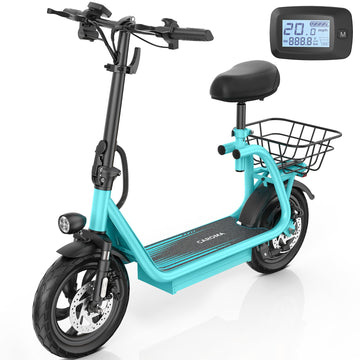 Caroma Peak 1200W Electric Scooter With Seat,30 Miles Range,20Mph Max Speed,12'' Tire Foldable Electric Scooter For Adult,265Lb 