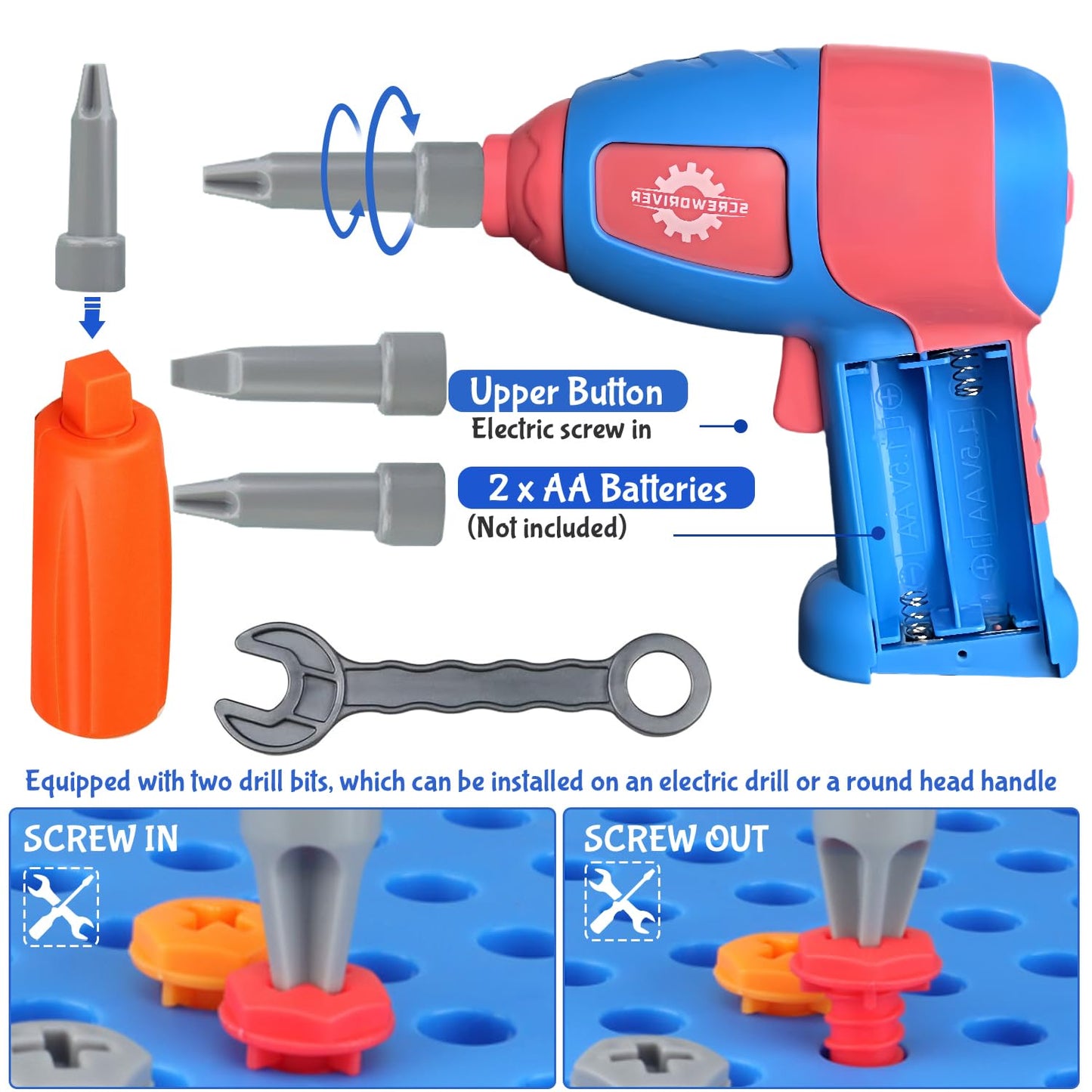 AquaArcc Design and Drill Toy for Boys Age 4-8, 351pc Kids Dinosaur Toy Electric Drill with Toolbox for Boys 4 5 6 7 8 Years Old