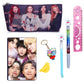 KOBBET 7pcs BTS Army Team Stationery Combo for Kids for School BT21 Pen Pencil. Key Chain BTS Diary Deisgner Eraser Scale/Ruler