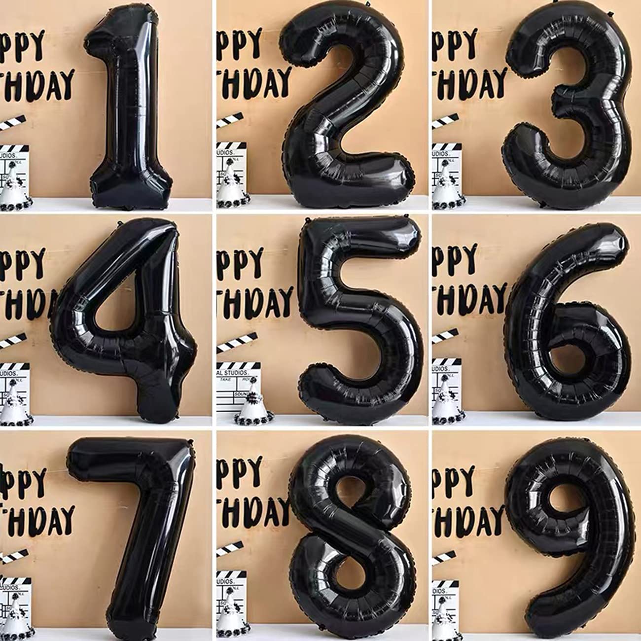 COLORFUL ELVES Giant Jumbo Number 40 Foil Mylar Balloons, Black, 40th Birthday Party Decorations, Aluminum, 40 Size