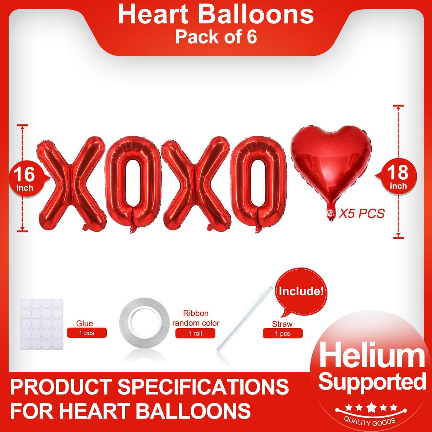 Red Xoxo Ballloons Red Heart Balloons Red Valentins Day Decorations Balloons For Valentines Day Bridal Shower Wedding Party Deco