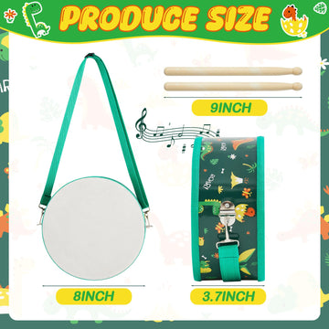 Boao Kids Drum Set For Toddler Over Age 6 Year Wooden Drum 8'' W X 3.7'' H Toys With Adjustable Strap And 2 Drumsticks Education